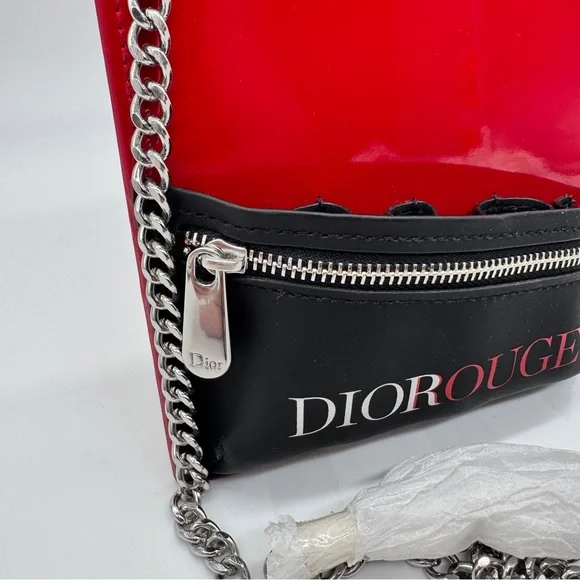 Dior Rouge Chain Red and Black Makeup Bag